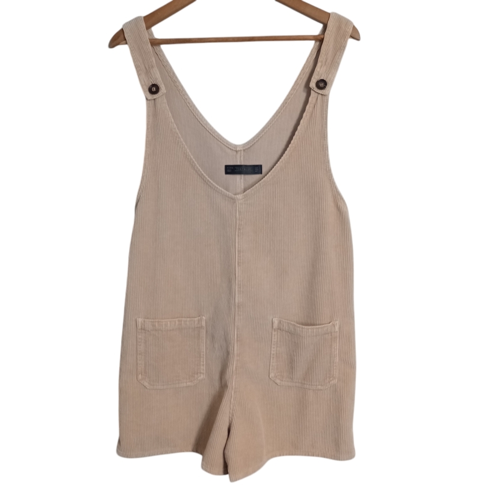 Zara Corduroy Romper Pinafore Shortalls Relaxed Fit Transitional Comfy